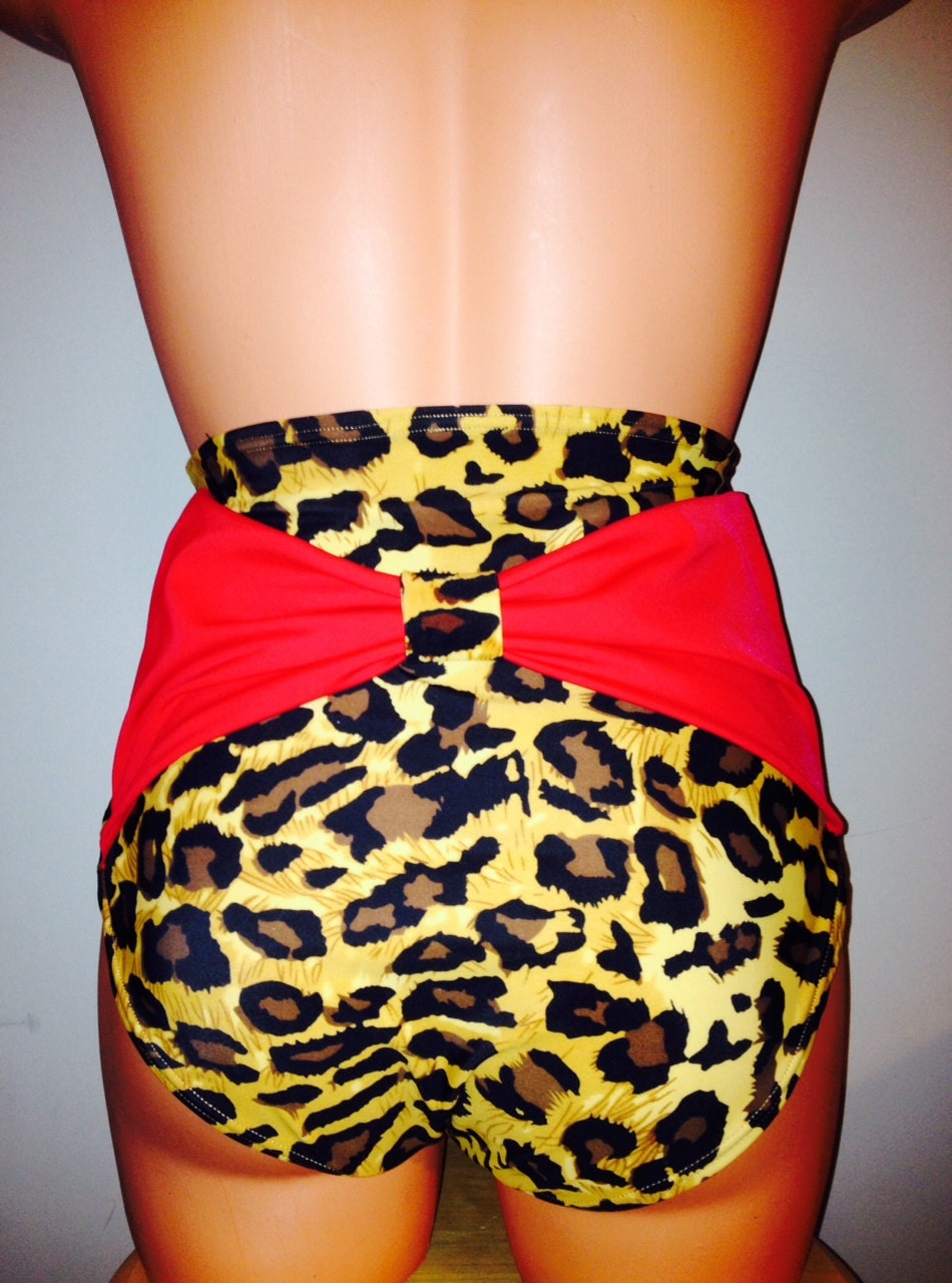 High Waist Leopard Print Bikini Bottoms by AmandaJacksondesign