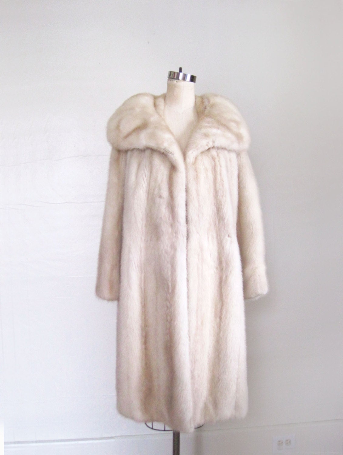 RESERVED 1950s Fur Coat / Full Length WHITE by GuermantesVintage