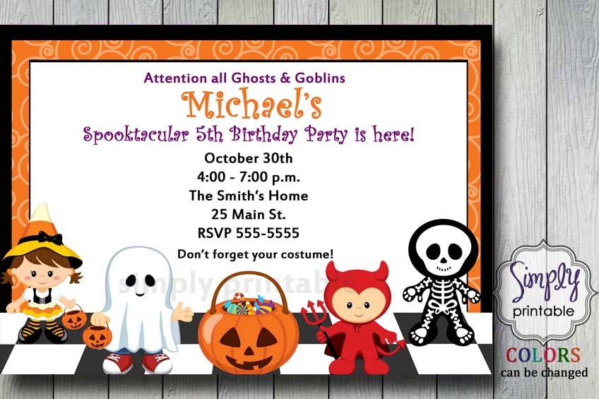 Printable Halloween Birthday Invitation Il_570xn