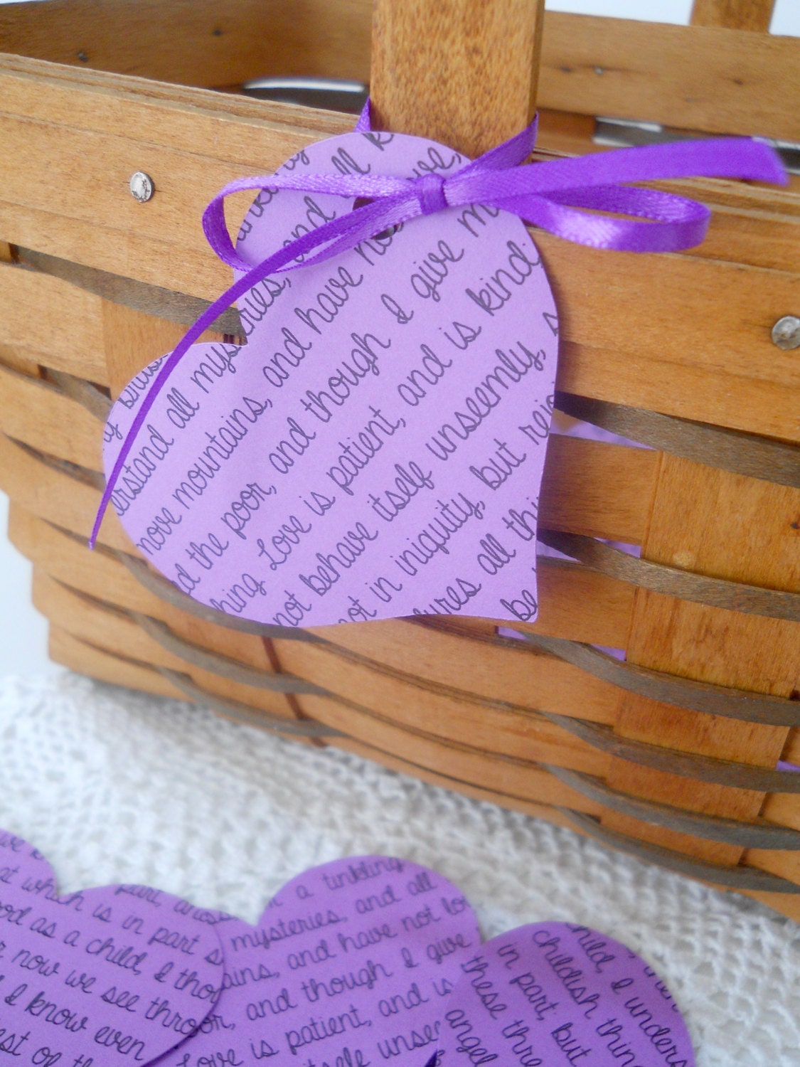 Wedding Guest Book Alternative Purple Heart Wishing Well Jar Cards Love is Patient Love is Kind 1 Corinthians 13 - Set of 100