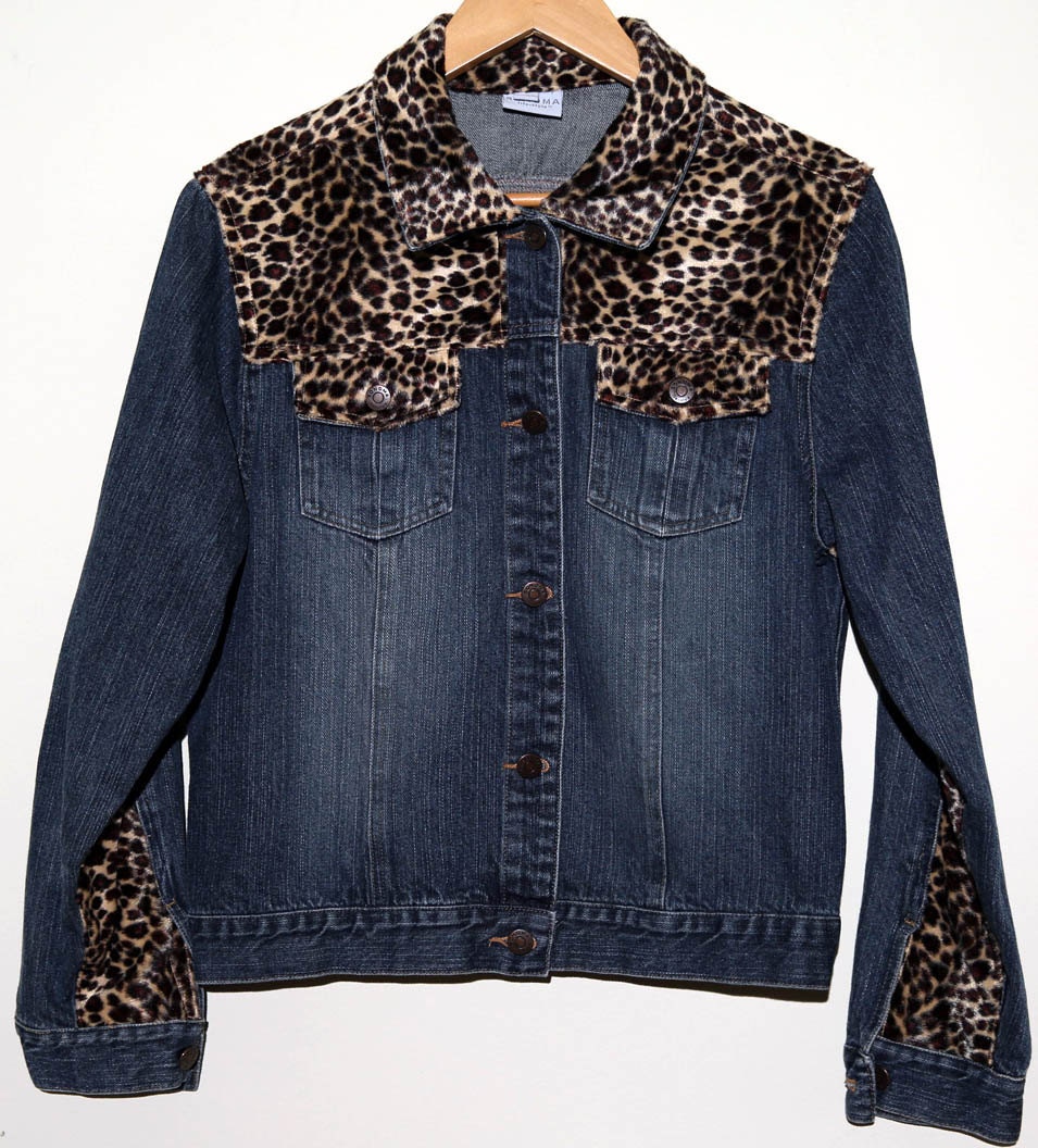 Vintage Custom Leopard Print Denim Jacket. Large by TheSellOut