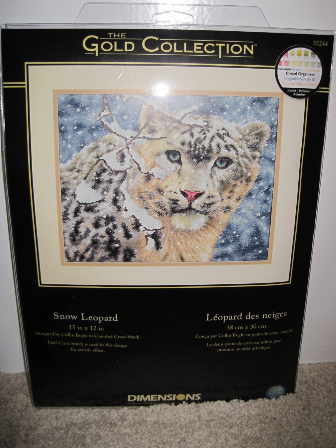 Cross Stitch Kit Snow Leopard Dimensions Gold Collection