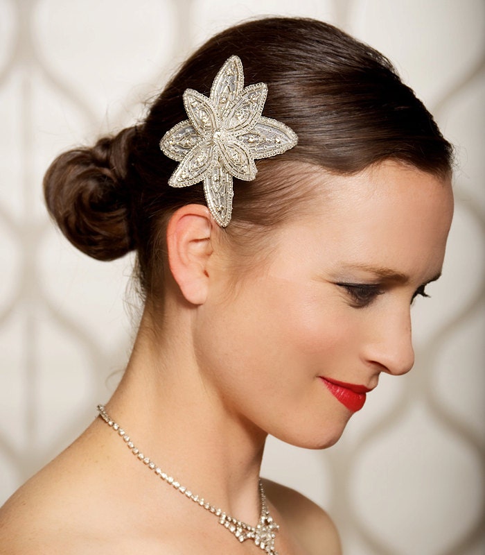 Art Deco Hair Clip Rhinestone Hair Comb Crystal by GildedShadows