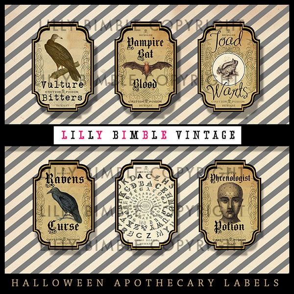 Halloween Apothecary Labels INSTANT DOWNLOAD Digital clipart png jpg Il_570xn