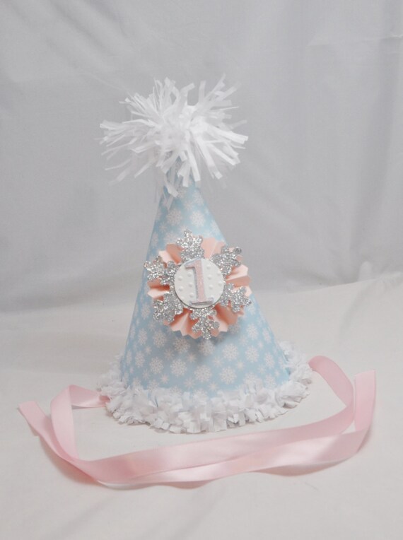 Snowflake Party Hat- 1st Birthday- Winter Onederland Il_570xn