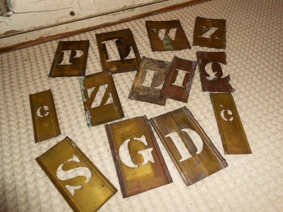 Vintage Brass Stencil Letters Rustic by TotallyVintage on Etsy