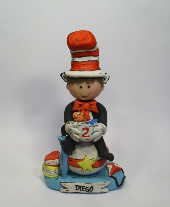 Cat in the Hat Birthday Cake Topper by gingerbabies on Etsy