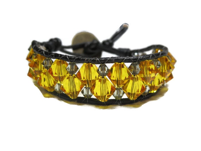 YELLOW and GREY Crystal Bracelet - Jewelsforhope