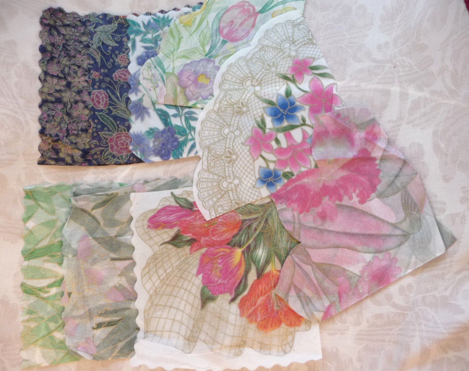 wonderful floral Japanese rice paper napkins for by Rosehilde