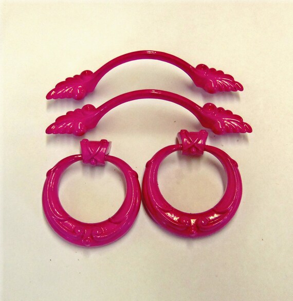 Drawer Pulls Knobs Ring Pulls Hot Pink FREE USA by prettyware