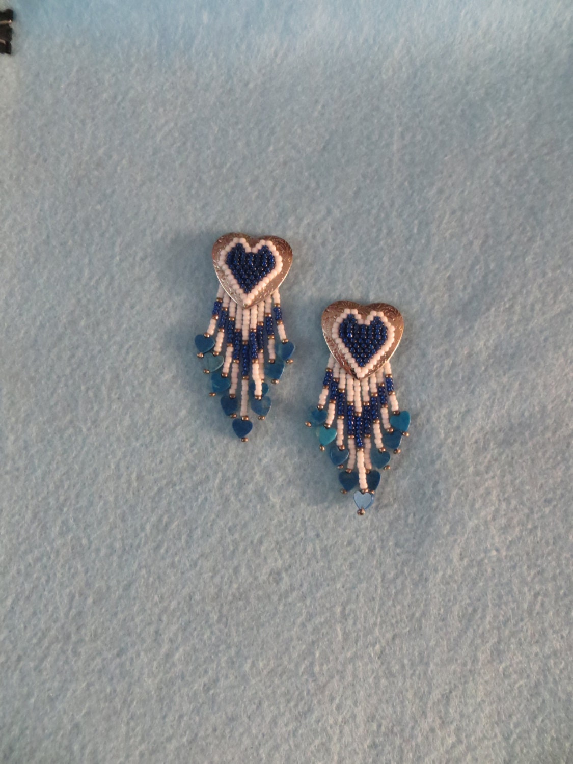 Heart Concho Beaded Earrings Native American by KilikinasBeadwork