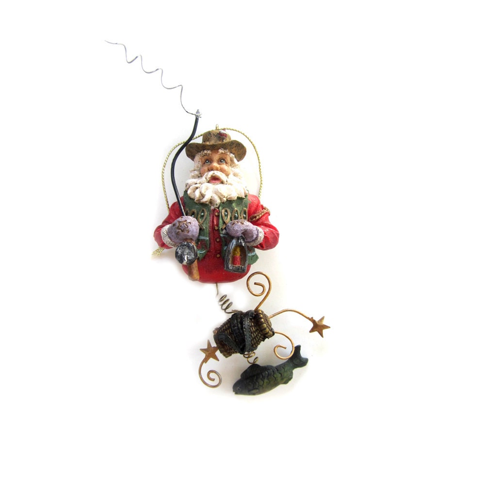 vintage santa fly fishing christmas ornament by vintage santa fly fishing christmas ornament by