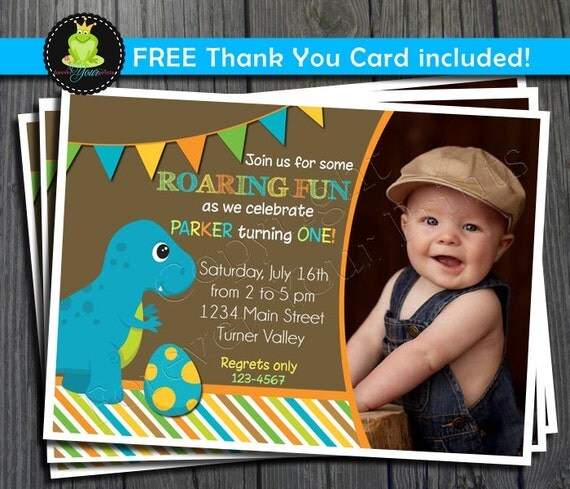 Dinosaur Birthday Invitation - FREE Thank You Card included Il_570xn