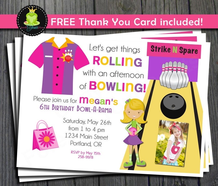 Bowling Invitation - FREE Thank You Card included Il_570xn
