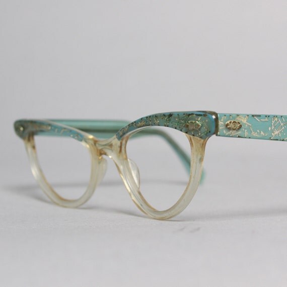 50s CATEYE Glasses FRAMES / Sky Blue & Silver by LuckyDryGoods