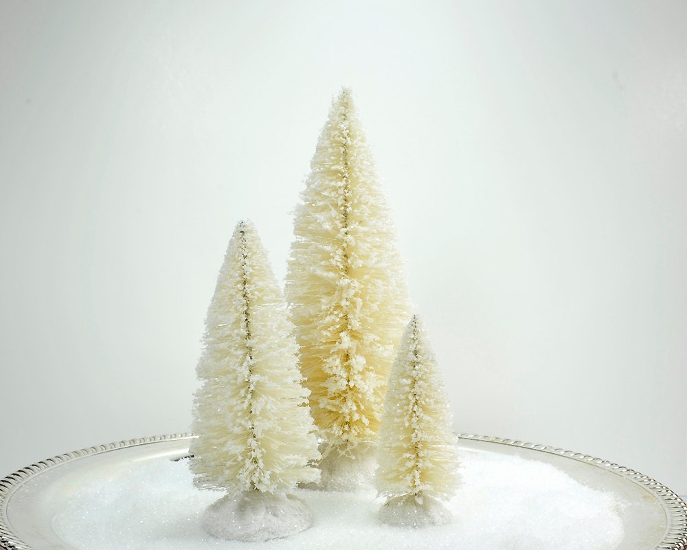 Bottle Brush Trees White Christmas by HolidaySpiritsDecor on Etsy