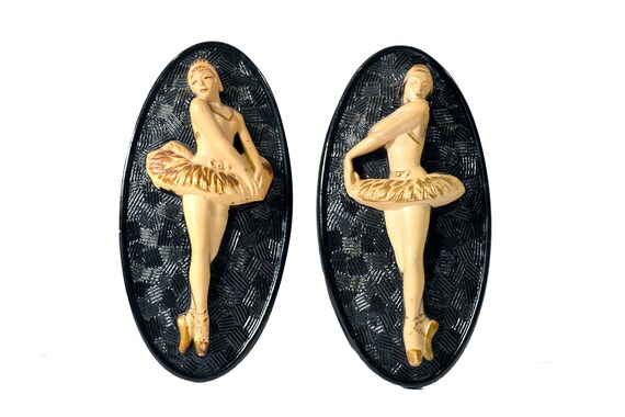 Vintage Ballerina Wall Decor, 1969 Miller Studio Ballerinas Chalkware