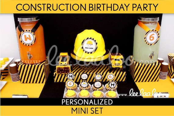 Construction Birthday Party Package Collection Set Mini Personalized Printable // Construction - B2Pz1