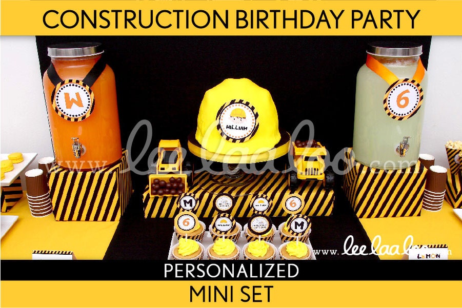 Construction Birthday Party Package Collection Set Mini Personalized Printable // Construction - B2Pz1