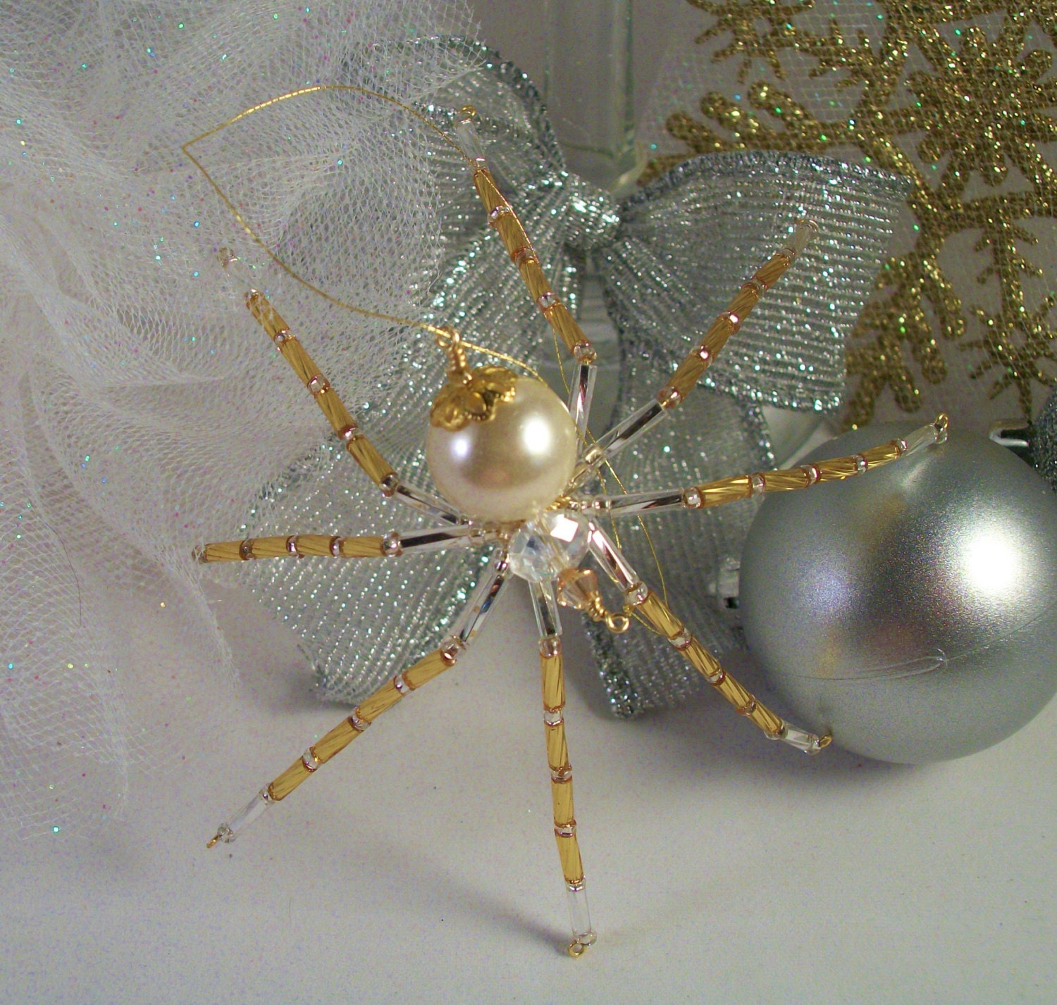 handmade ivory pearl christmas spider ornament by handmade ivory pearl christmas spider ornament by