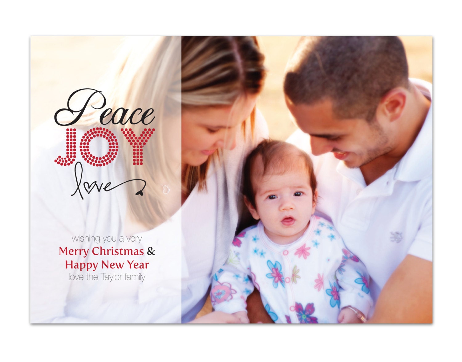 Printable Custom Christmas Photo Card - Peace,Joy, Love Il_570xn