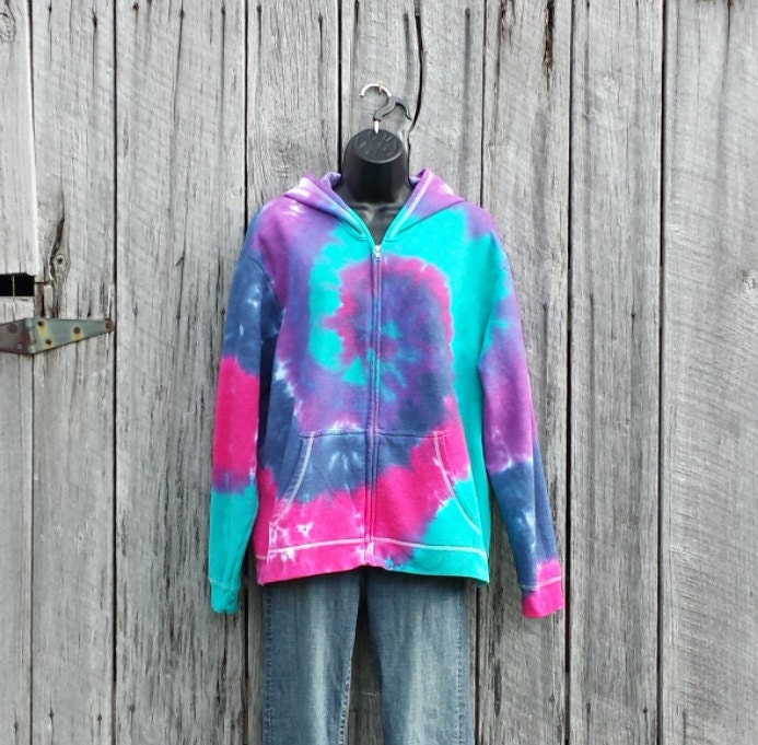 Tie Dye Sweatshirt Zip Up Hoodie Women's Large by TieDyeSkys