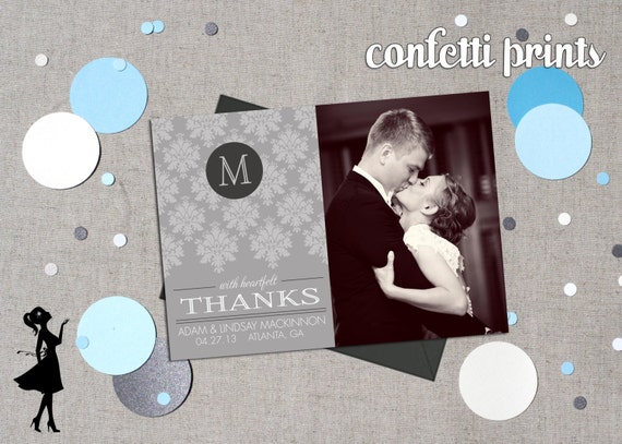 Wedding Thank You Card / Photo Card - MODERN LACE Printable Il_570xn