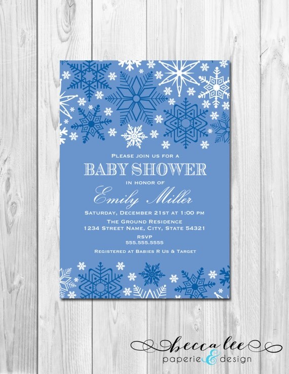 Bridal Shower, Baby Shower, Birthday Invitation Snow Flurries - Winter Colors - DIY - Printable Il_570xn
