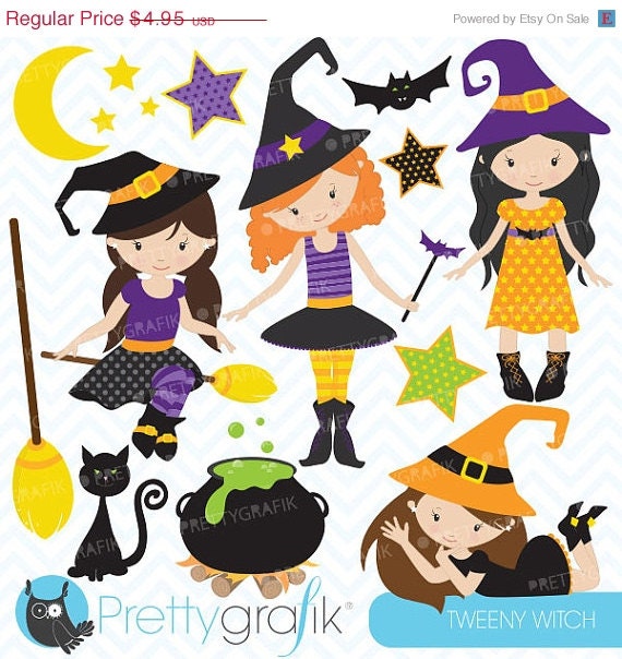 60% OFF Halloween witches clipart commercial use, vector graphics, digital clip art, digital images - CL551 Il_570xn
