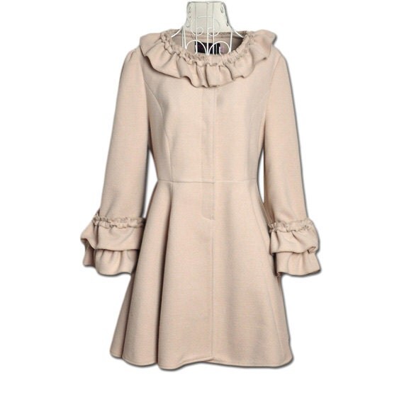 similar to Beige Wool Coat Women Dress Big Bowknot Trench Coats Cute