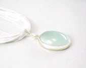 Milky Aquamarine Necklace. Sterling silver pendant necklace. Modern minimalist necklace with genuine aquamarine. Soft pastel blue gemstone - Freesize