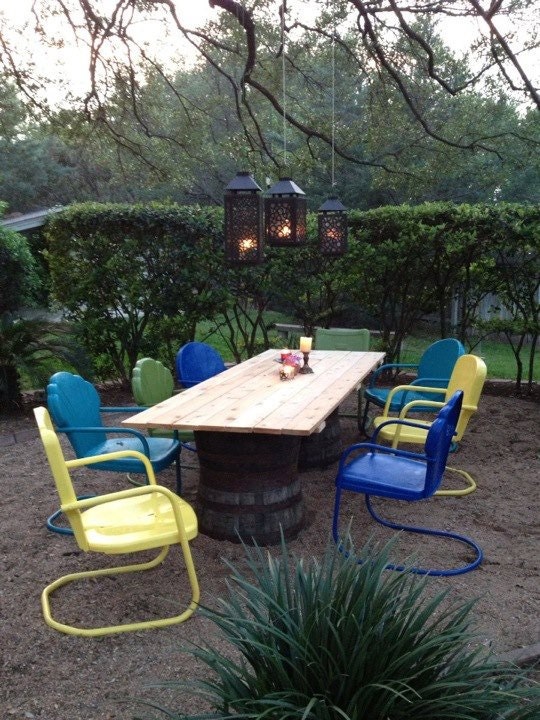 Items similar to Whiskey barrel outdoor table on Etsy