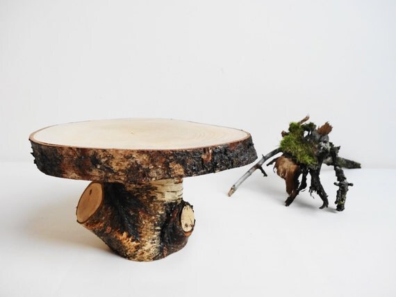 Birch Cake StandRustic Wood Stand Wood Display by DaliasWoodland