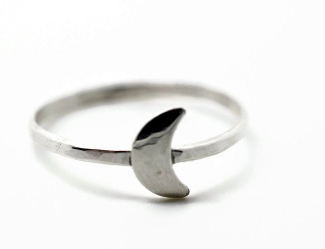 Sterling Silver Moon Ring, Crescent Moon Jewelry, Celestial Jewelry ...