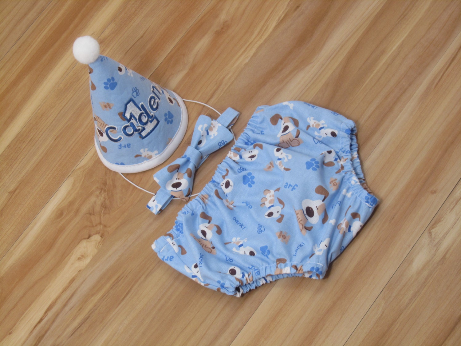 Items similar to Puppy Dog First Birthday Clothes or Cake Smash Outfit for Boys, Blue Dogs