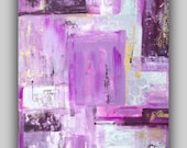 Abstract Painting Radiant Orchid Purple Gray Bright Contemporary Designer Art 18" x 24" x 3/4" - TracyHallArt