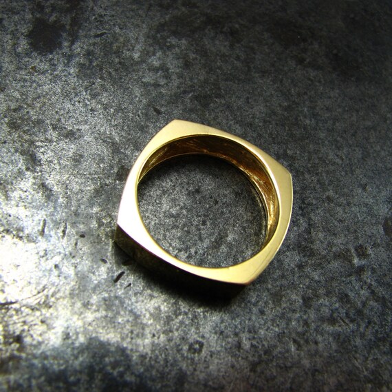 FUNKY SQUARE Unique Gold Wedding Ring Geometric by UngarMetalArt