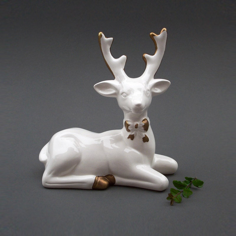 white christmas deer figurine