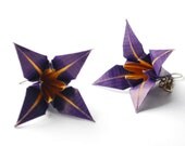 Flower Earrings Origami Earrings Dangle Earrings Modern Earrings Paper Earrings Iris Earrings - MAGcraftsy