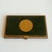 Vintage Metal Business or Calling Card Case - Green, Gold Chinoiserie Motif (Asian)