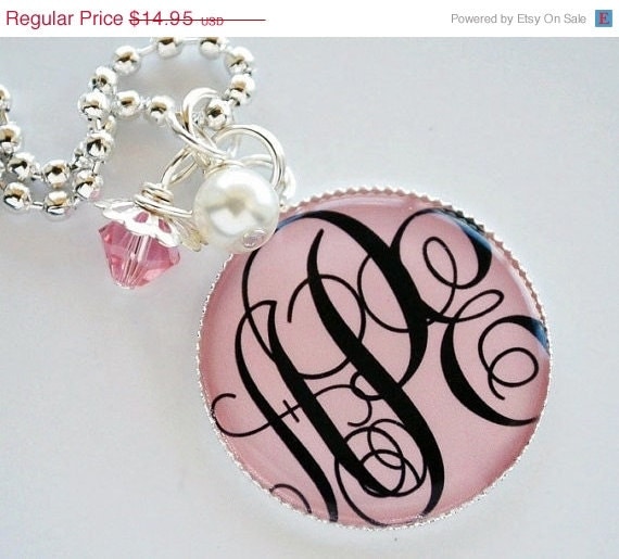 CYBER SALE Monogram Charm Necklace by 