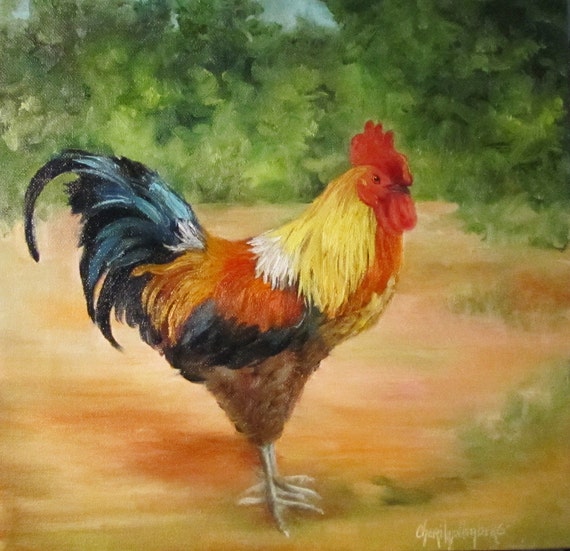 Colorful Rooster Print Painting By Cheri Wollenberg Fine Art America