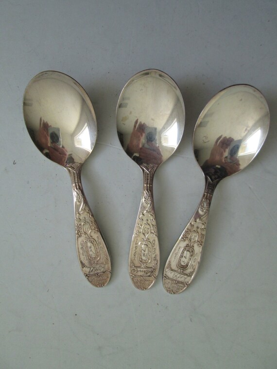 3 Baby Spoons. Rogers Silver Plate Flatware. Engraved by nancynaz