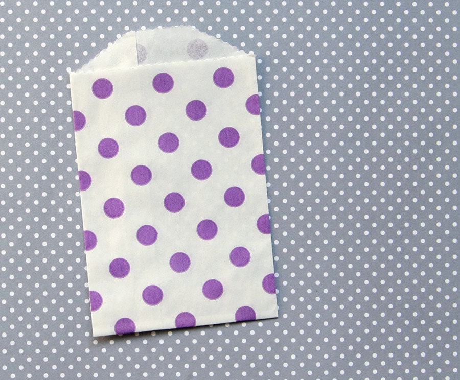 Purple Polka Dot Party Favor Bags - Goody Bags - Mini Size - 2.75 x 4" (20) Il_570xn