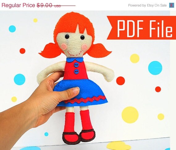 SALE Tiffany Rag Doll Sewing pattern - Tiffany Red Hair Doll PDF ePATTERN Instant Download A799 Il_570xn