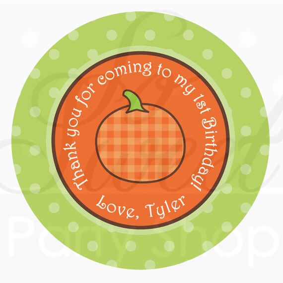 24 Pumpkin Birthday Personalized Stickers - Pumpkin Birthday Favors, Baby Shower Favor Stickers Il_570xn