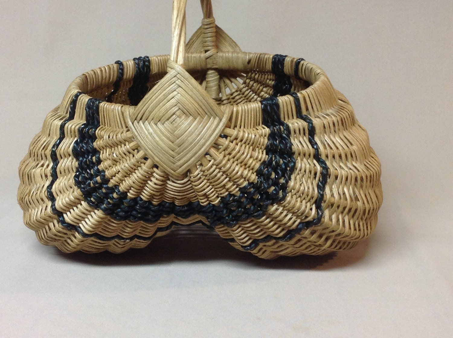 Hand Woven Egg Basket with Twisted Reed Handle by DiannesBaskets