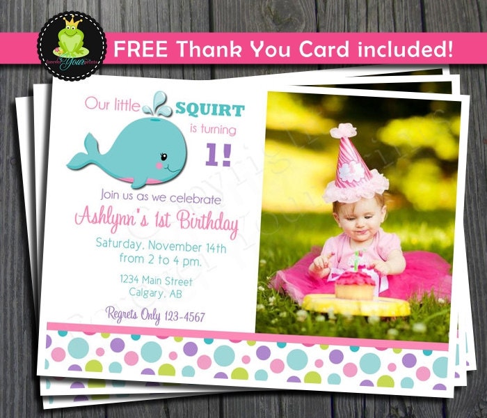 Preppy Whale Birthday Invitation - Thank You Card included Il_570xn
