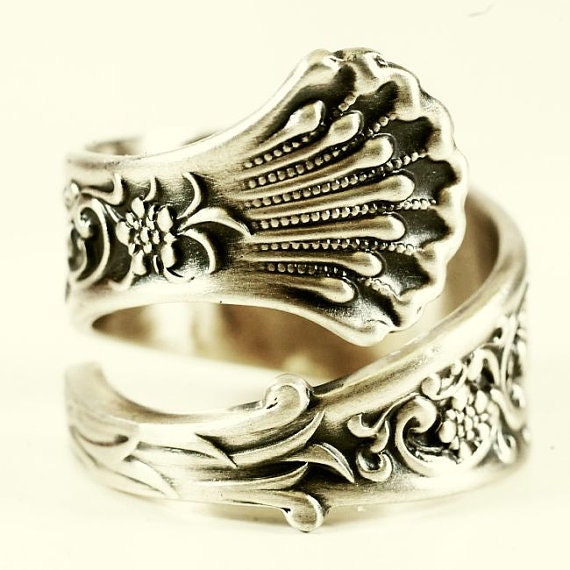 Spoon Ring Antique Sterling Silver Hyperion Rococo Pattern With Forget ...
