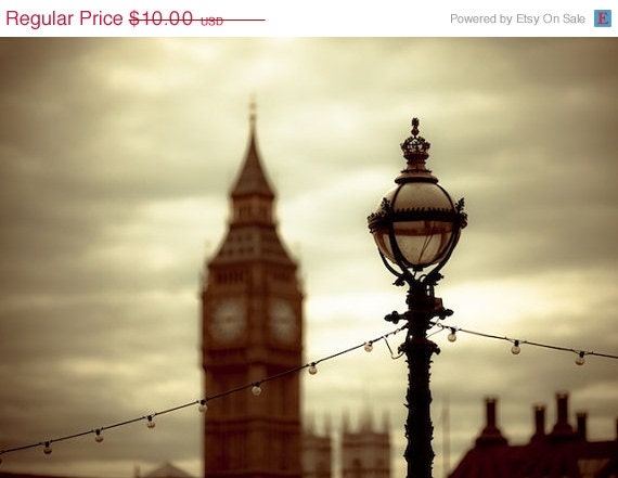 XMAS SALE: London photography - fine art photo of Big Ben and Thames - travel photograph London England - under 10 - 5x7- London Olympics